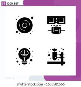 Solid Icon set. Pack of 4 Glyph Icons isolated on White Background for Web Print and Mobile.
