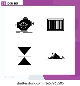 Solid Icon set. Pack of 4 Glyph Icons isolated on White Background for Web Print and Mobile.