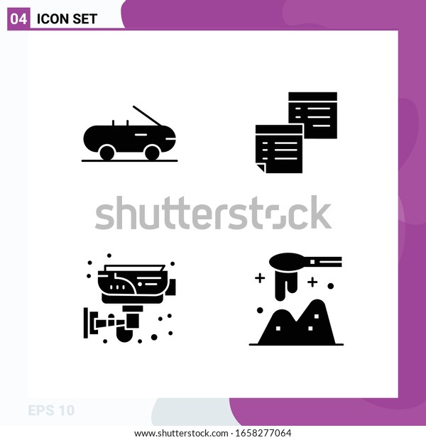 Solid Icon set. Pack of 4 Glyph\
Icons isolated on White Background for Web Print and\
Mobile.