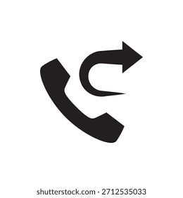 Ícone sólido mostrando um fone de mão com uma seta curva indicando um retorno ou uma chamada recebida.