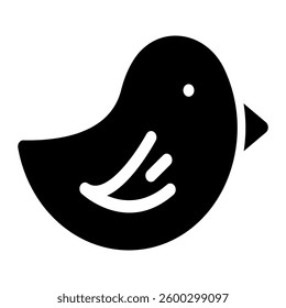 Solid icon of a small parrot, symbolizing intelligence, nature, and vibrancy. Ideal for wildlife, pet, and tropical themes.