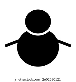 Solid icon of a snowman with a round body, hat, and scarf.
