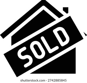 Solid icon of a sold house sign
