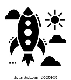 Solid icon of space rocket 