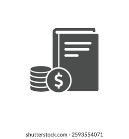 A Solid Icon of Stacked Coins With a Ledger Book
