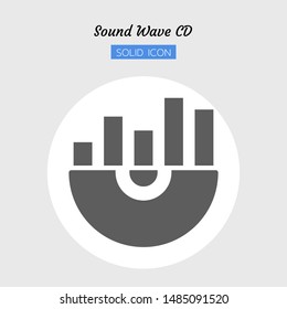 solid icon symbol, audio music equalizer soundwave style mix cd concept, digital multimedia, Isolated flat silhouette vector design 