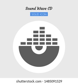 solid icon symbol, audio music equalizer soundwave style mix cd concept, digital multimedia, Isolated flat silhouette vector design 