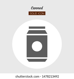 solid icon symbol. canned concept, drink beverage, tin. Isolated flat silhouette vector design. 