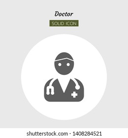 solid icon symbol, career avatar concept, doctor, character, Isolated flat silhouette vector design