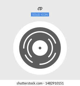 solid icon symbol, disc concept, digital multimedia, technology equipment, cd-rom, dvd,  Isolated flat silhouette vector design 