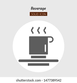 solid icon symbol, drink beverage concept, cup, cafe, hot, coffee, tea, Isolated flat silhouette vector design 