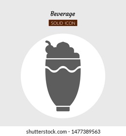 solid icon symbol, drink beverage concept, sweet cafe, cold, cream, smoothie, Isolated flat silhouette vector design 