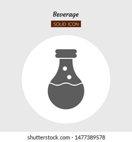 solid icon symbol, drink beverage concept, bottle, water, Isolated flat silhouette vector design 