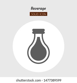 solid icon symbol, drink beverage concept, bottle, water, Isolated flat silhouette vector design 