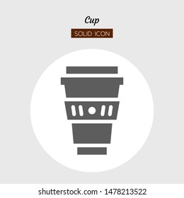 solid icon symbol. drink beverage concept, cafe, hot, coffee, paper cup. Isolated flat silhouette vector design. 