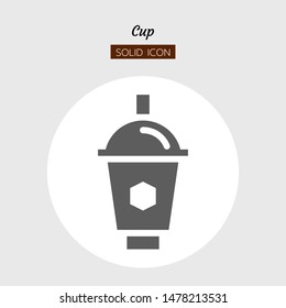 solid icon symbol, drink beverage concept, cafe, coffee, plastic cup, Isolated flat silhouette vector design 