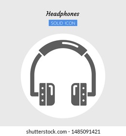solid icon symbol, electric equipment concept, digital multimedia, technology, headphones, Isolated flat silhouette vector design 