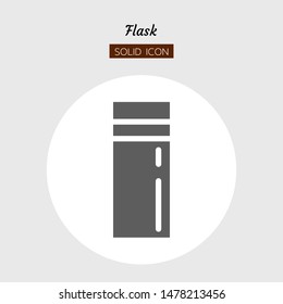 solid icon symbol. flask concept, drink beverage, bottle. Isolated flat silhouette vector design. 