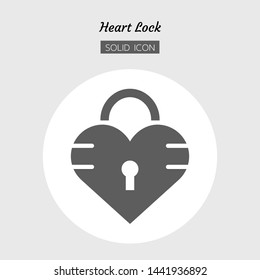 solid icon symbol, heart shape lock concept, security, padlock, safety, Isolated flat silhouette vector design