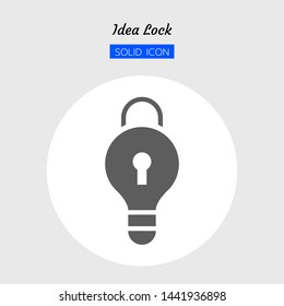 solid icon symbol, lightbulb shape lock concept, security, padlock, safety, idea, Isolated flat silhouette vector design