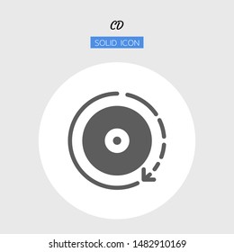 solid icon symbol, loop disc concept, digital multimedia, technology equipment, cd-rom, dvd, Isolated flat silhouette vector design 