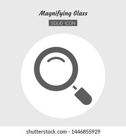 Solid icon symbol. magnifying glass tool concept, magnification. search, zoom. Isolated flat silhouette vector design.