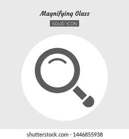 Solid icon symbol. magnifying glass tool concept, magnification. search, zoom. Isolated flat silhouette vector design.