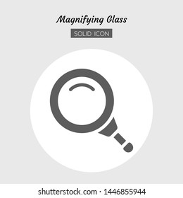 Solid icon symbol. magnifying glass tool concept, magnification. search, zoom. Isolated flat silhouette vector design.