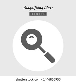 Solid icon symbol. magnifying glass tool concept, magnification. search, zoom. Isolated flat silhouette vector design .