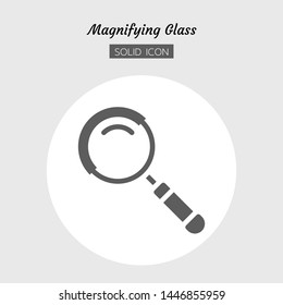 Solid icon symbol. magnifying glass tool concept, magnification. search, zoom. Isolated flat silhouette vector design.