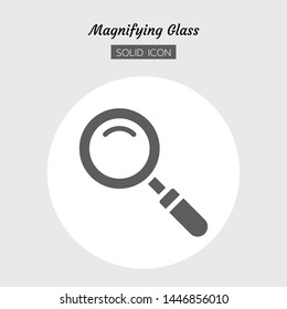 Solid icon symbol. magnifying glass tool concept, magnification. search, zoom. Isolated flat silhouette vector design.
