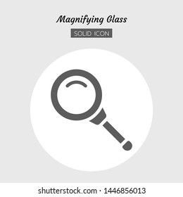 Solid icon symbol. magnifying glass tool concept, magnification. search, zoom. Isolated flat silhouette vector design.