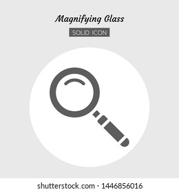 Solid icon symbol. magnifying glass tool concept, magnification. search, zoom. Isolated flat silhouette vector design.