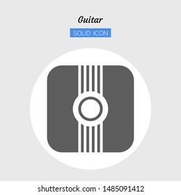 solid icon symbol, music equipment in square concept, guitar, Isolated flat silhouette vector design 