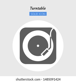 solid icon symbol, music equipment in square concept, turntable, Isolated flat silhouette vector design 
