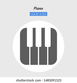 solid icon symbol, music equipment in square concept, piano, Isolated flat silhouette vector design 