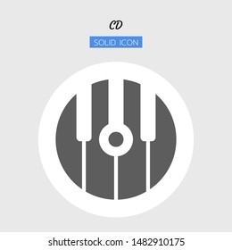 solid icon symbol, piano disc concept, digital multimedia, technology equipment, cd-rom, dvd, Isolated flat silhouette vector design 