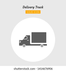 solid icon symbol, truck transport postal delivery logistics concept, shipping service, Isolated flat silhouette vector design