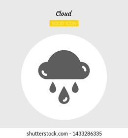 solid icon symbol, weather forecast concept, climate, cloud, rainy, drop, Isolated flat silhouette vector design 