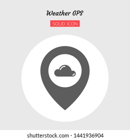 solid icon symbol, weather GPS concept, cloud, location, pin, Isolated flat silhouette vector design