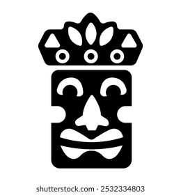 Solid icon of tahiti idol mask 