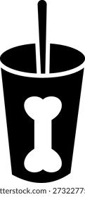 Ícone sólido de vidro alto com logotipo de palha e osso