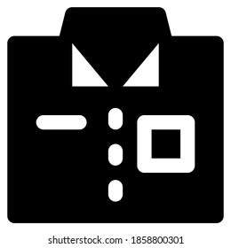 Solid icon of uniform, suitable for a part of the office icon set