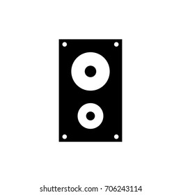 Solid icon vector of speaker colored in black and white on white background, electronic illustrator.