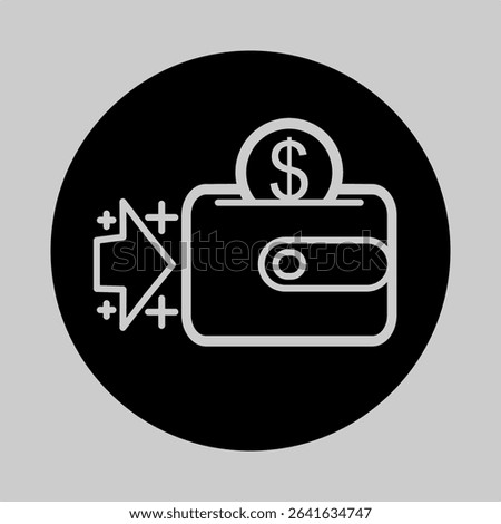 Solid icon of wallet with plus sign and dollar symbol indicating fund addition.