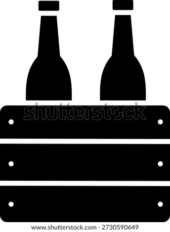 Solid icon of wine bottles in a wooden crate.