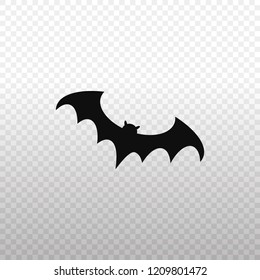 Solid Icon-Black Bat icon on transparent background, Vector illustration eps 10