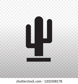 Solid Icon-Black Cactus icon on transparent background, Vector illustration eps 10