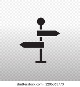 Solid Icon-Black direction sign icon on transparent background, Vector illustration eps 10