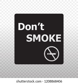 Solid Icon-Black Don't smoke sign icon on transparent background, Vector illustration eps 10